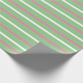 Midden-Century Snoep Striped Green Roze Kerstmis Cadeaupapier (Hoek)
