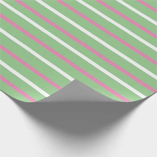 Midden-Century Snoep Striped Green Roze Kerstmis Cadeaupapier (Hoek)