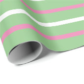 Midden-Century Snoep Striped Green Roze Kerstmis Cadeaupapier (Rol Hoek)