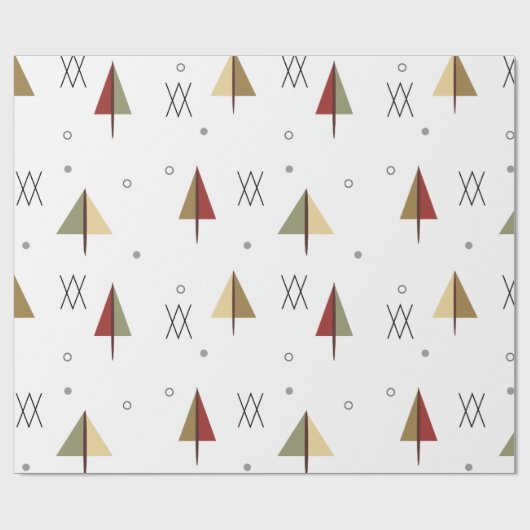 Midden-Century Snowy Forest Cadeaupapier (Vlak)