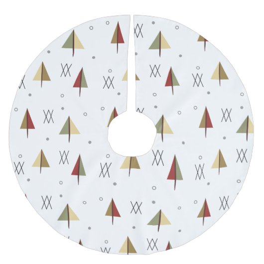 Midden-Century Snowy Forest Kerstboom Rok (Voorkant)