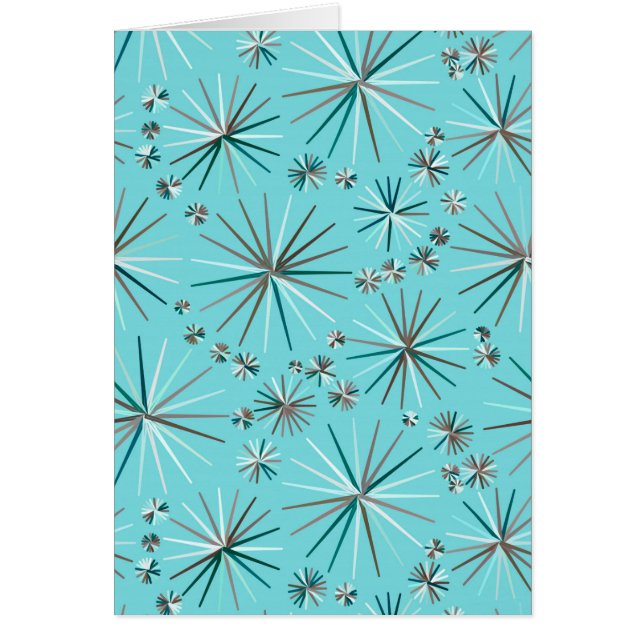 Midden-Century Sputnik patroon, Robin's Egg Blue (Voorkant)