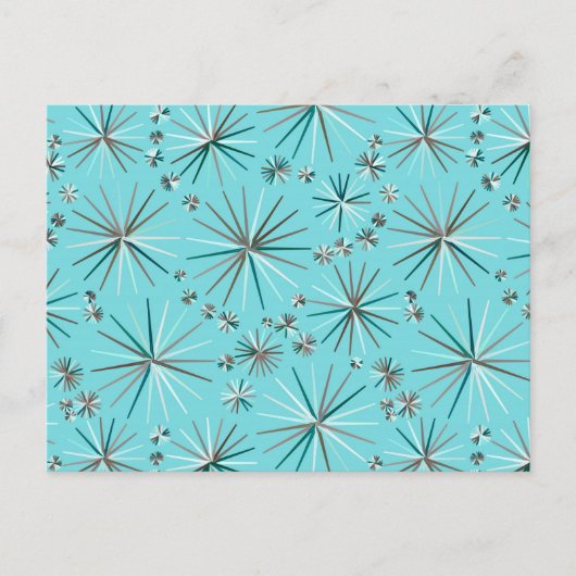 Midden-Century Sputnik patroon, Robin's Egg Blue Briefkaart (Voorkant)