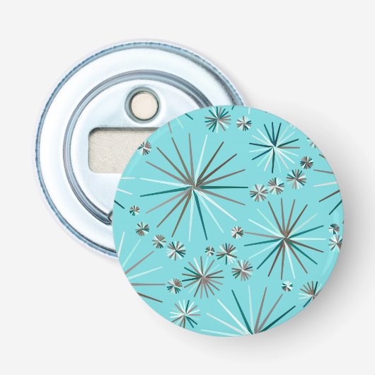 Midden-Century Sputnik patroon, Robin's Egg Blue Button Flesopener (Voorkant)