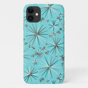 Midden-Century Sputnik patroon, Robin's Egg Blue Case-Mate iPhone Case