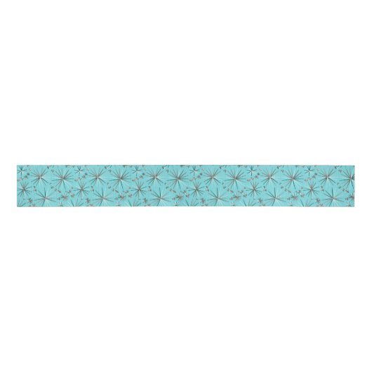 Midden-Century Sputnik patroon, Robin's Egg Blue Grosgrain Lint (Voorkant)