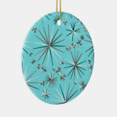 Midden-Century Sputnik patroon, Robin's Egg Blue Keramisch Ornament (Rechts)