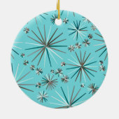 Midden-Century Sputnik patroon, Robin's Egg Blue Keramisch Ornament (Achterkant)