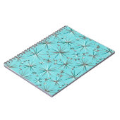 Midden-Century Sputnik patroon, Robin's Egg Blue Notitieboek (Linkerzijde)