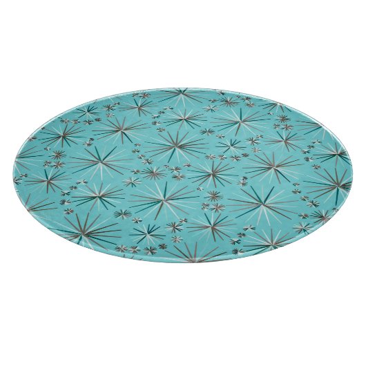 Midden-Century Sputnik patroon, Robin's Egg Blue Snijplank (Hoek)