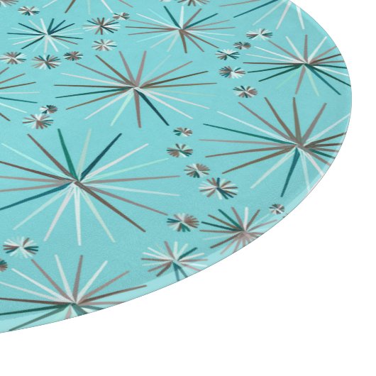 Midden-Century Sputnik patroon, Robin's Egg Blue Snijplank (Hoek)