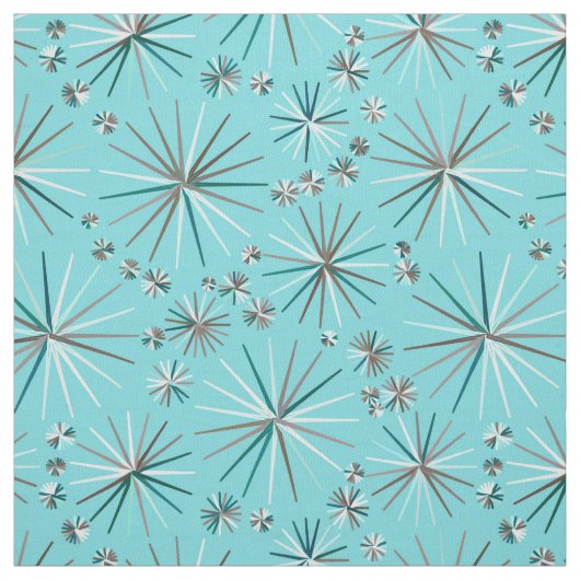 Midden-Century Sputnik patroon, Robin's Egg Blue Stof (Swatch)