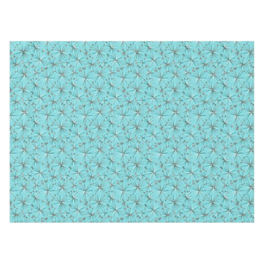 Midden-Century Sputnik patroon, Robin's Egg Blue Tafelkleed (Voorkant (Horizontaal))