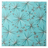 Midden-Century Sputnik patroon, Robin's Egg Blue Tegeltje (Voorkant)