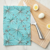 Midden-Century Sputnik patroon, Robin's Egg Blue Theedoek (Quarter Fold)