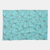 Midden-Century Sputnik patroon, Robin's Egg Blue Theedoek (Horizontaal)
