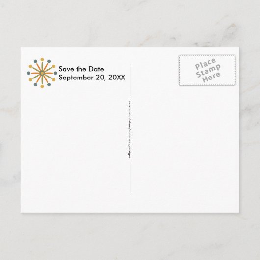 Midden-century Starburst Stripe Custom Colours SVG Briefkaart (Achterkant)