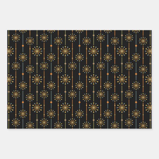 Midden-century Starburst Stripe Custom Colours SVG Inpakpapier Vel (Voorkant)