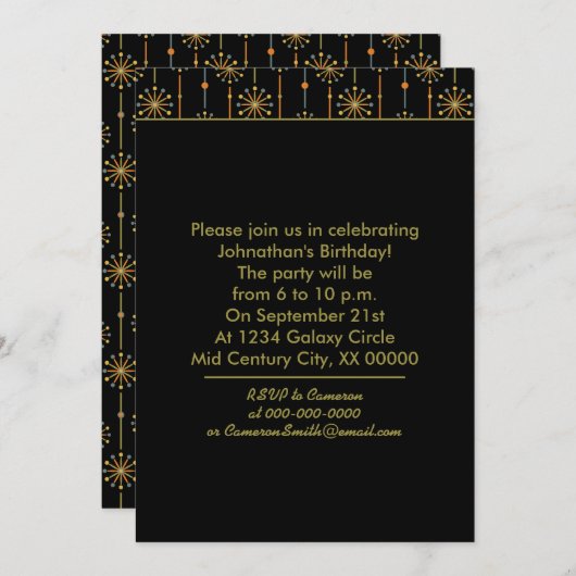 Midden-century Starburst Stripe Custom Colours SVG Kaart (Voorkant / Achterkant)