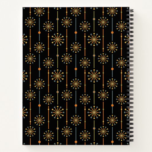 Midden-century Starburst Stripe Custom Colours SVG Notitieboek (Achterkant)