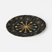 Midden-century Starburst Stripe Custom Colours SVG Papieren Bordje (Gekanteld)