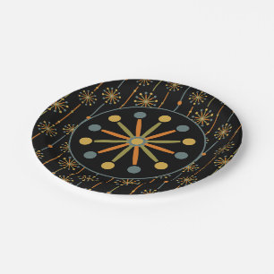 Midden-century Starburst Stripe Custom Colours SVG Papieren Bordje