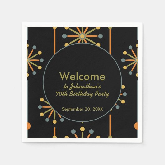 Midden-century Starburst Stripe Custom Colours SVG Servet (Voorkant)