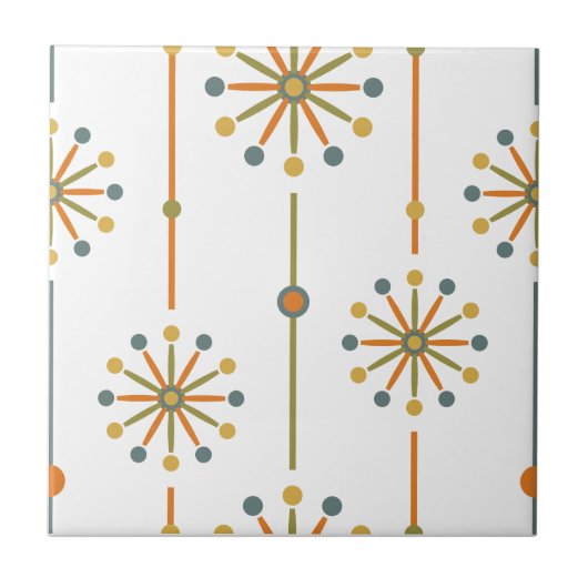 Midden-century Starburst Stripe Custom Colours SVG Tegeltje (Voorkant)