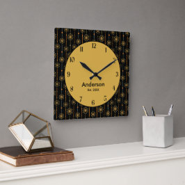 Midden-century Starburst Stripe Custom Colours SVG Vierkante Klok