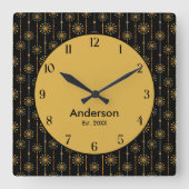 Midden-century Starburst Stripe Custom Colours SVG Vierkante Klok (Voorkant)