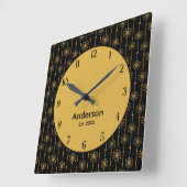 Midden-century Starburst Stripe Custom Colours SVG Vierkante Klok (Hoek)