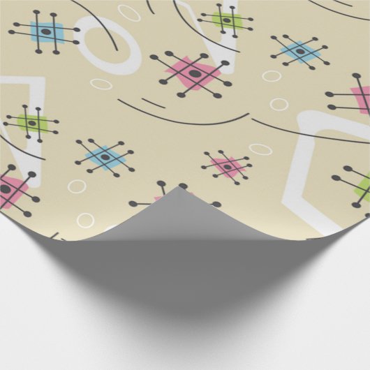 Midden-eeuw 1950 hashmarks tan cadeaupapier (Hoek)