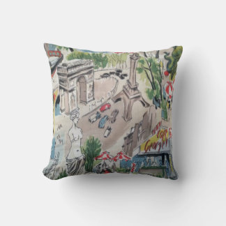 Midden eeuw 1950 Parijse Print Sierkussen