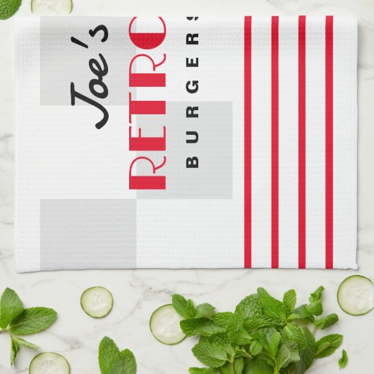 Midden eeuw 1950 retro diner keukenhanddoek cadeau (Gevouwen)