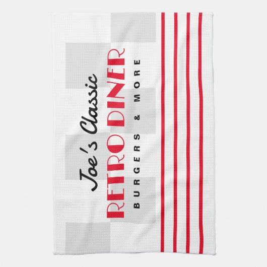 Midden eeuw 1950 retro diner keukenhanddoek cadeau (Verticaal)