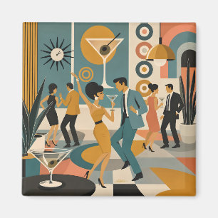 Midden Eeuw 60-er Jaren Hip Martini Cocktail Dansf Magneet