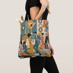 Midden Eeuw 60-er Jaren Hip Martini Cocktail Dansf Tote Bag
