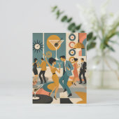 Midden eeuw 60s Hip Martini Cocktail Dansfeest Briefkaart (Staand voorkant)