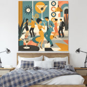 Midden eeuw 60s Hip Martini Cocktail Dansfeest Canvas Afdruk (Insitu (Slaapkamer))