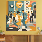 Midden eeuw 60s Hip Martini Cocktail Dansfeest Canvas Afdruk (Insitu (Woonkamer))