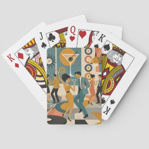 Midden eeuw 60s Hip Martini Cocktail Dansfeest Pokerkaarten