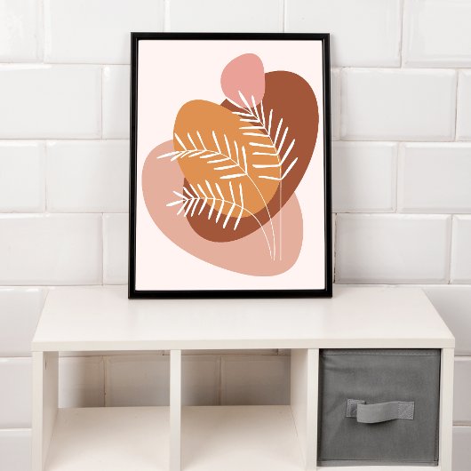 Midden Eeuw Abstract Botanisch Terracotta Boho Poster