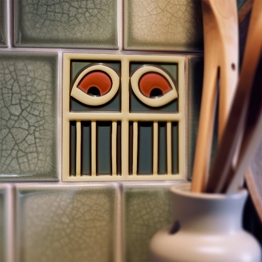 Midden-Eeuw Abstract Eyes Arts Crafts Movement Tegeltje