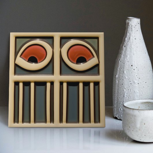 Midden-Eeuw Abstract Eyes Arts Crafts Movement Tegeltje