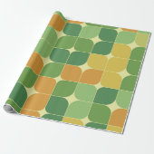 Midden-Eeuw Abstract Geometrisch Groen Sinaasappel Cadeaupapier (Uitgerold)