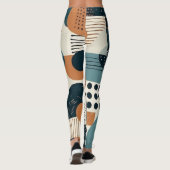 Midden eeuw abstract geometrisch marine roest teal leggings (Achterkant)