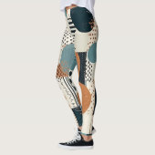 Midden eeuw abstract geometrisch marine roest teal leggings (Links)