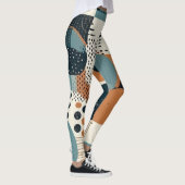 Midden eeuw abstract geometrisch marine roest teal leggings (Rechts)