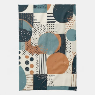 Midden eeuw abstract geometrisch marine roest teal theedoek
