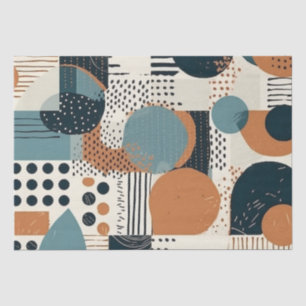 Midden eeuw abstract geometrisch marine roest teal tissuepapier